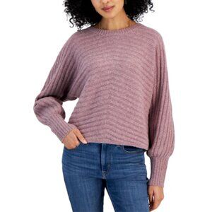 Pink Rose Junior's Rib Knit Blouson Sleeve Sweater Size: Large